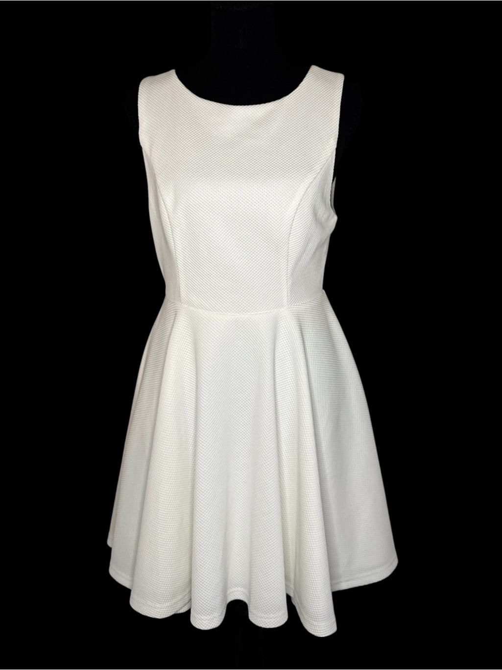 Lulu’s White Waffle Knit Skater Dress